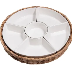 Fabrique de Styles Bols Et Coupelles*Set apéritif plateau en tresse avec coupelle en porcelaine