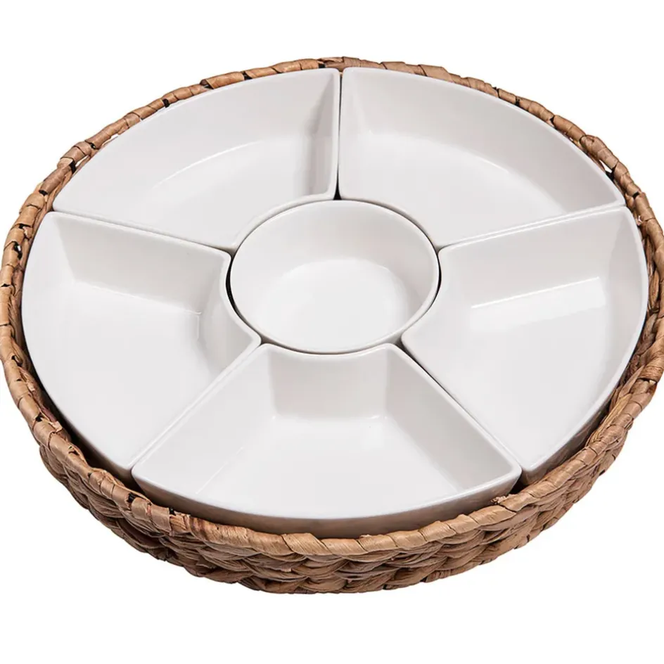 Fabrique de Styles Bols Et Coupelles*Set apéritif plateau en tresse avec coupelle en porcelaine