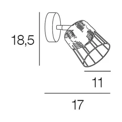 Fabrique de Styles Appliques*Spot 1 lumière en metal et rotin tresse h18.5cm noir - Indah