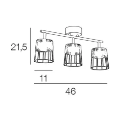 Fabrique de Styles Suspensions*Spot 3 lumières en metal et rotin tresse h23cm noir - indah