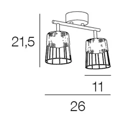 Fabrique de Styles Suspensions*Spot 2 lumières en metal et rotin tresse h23cm noir - indah