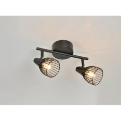 Fabrique de Styles Suspensions*Spot 2 lumières en metal filaire noir L25cm - Jaro