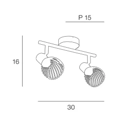 Fabrique de Styles Suspensions*Spot 2 lumières en métal h16cm mat noir - kento
