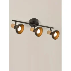 Fabrique de Styles Suspensions*Spot 3 lumières en métal et effet bois L45.5cm - Alvar