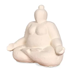 Fabrique de Styles Petits Objets Déco*Statue Femme Méditation en Ciment écru H16cm