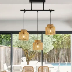 Fabrique de Styles Suspensions*Suspension 3 lumière en métal et cordelette tressé l60cm - cancun