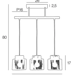 Fabrique de Styles Suspensions*Suspension 3 lumière en métal et cordelette tressé l60cm - cancun