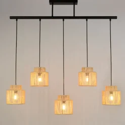 Fabrique de Styles Suspensions*Suspension 5 lumières en métal et cordelette tressé L98cm - Cancun