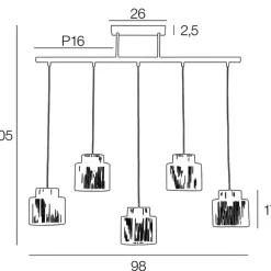 Fabrique de Styles Suspensions*Suspension 5 lumières en métal et cordelette tressé L98cm - Cancun