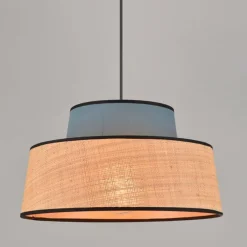 Fabrique de Styles Suspensions*Suspension en coton et raphia d38cm pétrole - Mallorca