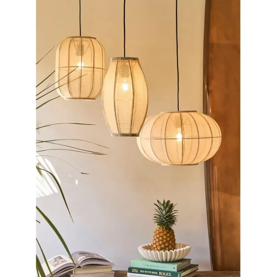 Fabrique de Styles Suspensions*Suspensionen coton et fer écru non électrifiée d25xh39cm - Enigma