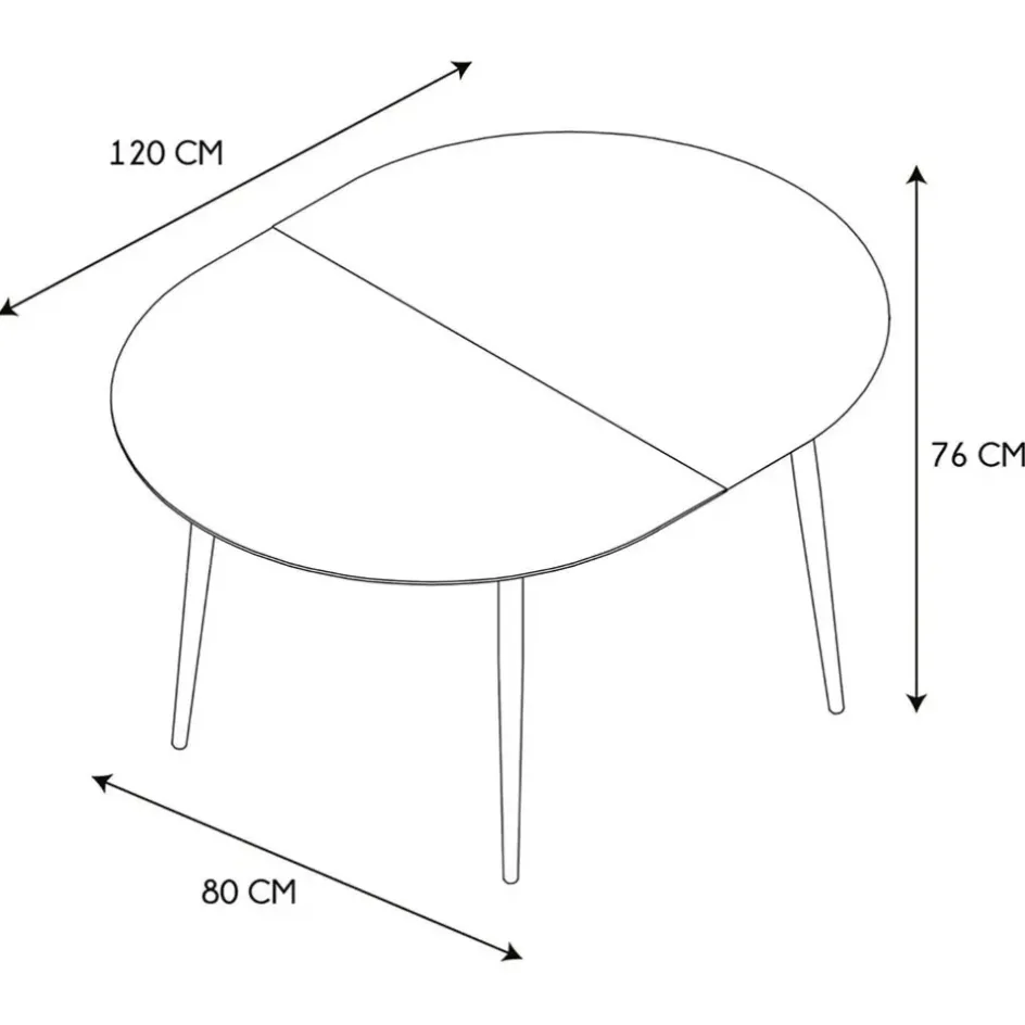 Fabrique de Styles Table De Salle À Manger*Table à manger avec allonge en bois 120(+40cm)x80cm - Lara