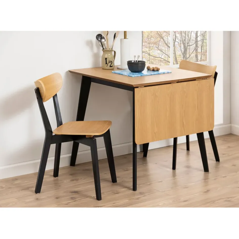 Fabrique de Styles Table De Salle À Manger*Table à manger avec rallonge en plaqué chêne 120x80cm - Roxy