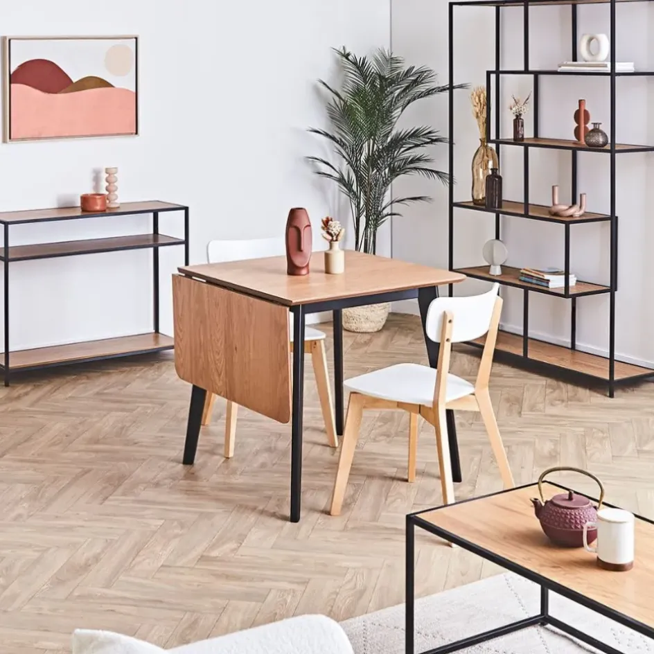 Fabrique de Styles Table De Salle À Manger*Table à manger avec rallonge en plaqué chêne 120x80cm - Roxy