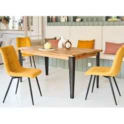 Fabrique de Styles Table De Salle À Manger*Table à manger en chêne massif et pieds acier 160x90cm- Manny