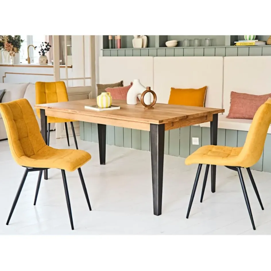 Fabrique de Styles Table De Salle À Manger*Table à manger en chêne massif et pieds acier 160x90cm- Manny