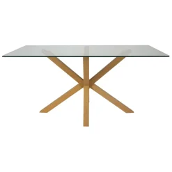 Fabrique de Styles Table De Salle À Manger*Table à manger en verre trempé et métal 180x90cm - Adela