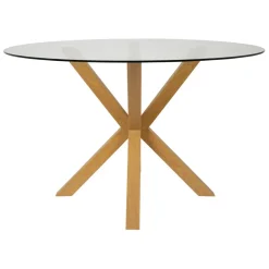 Fabrique de Styles Table De Salle À Manger*Table à manger ronde en verre trempé et métal d119cm - Adela