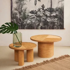 Fabrique de Styles Table Basses*Table basse 3 pieds en bambou et sapin d55xh35cm - Saori