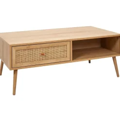 Fabrique de Styles Table Basses*Table basse avec tiroir en bois et cannage L110cm - Baia