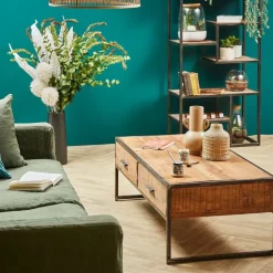 Fabrique de Styles Table Basses*Table basse en acacia et fer noir 120x60cm - Factory