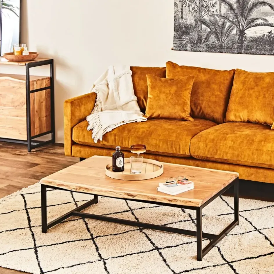 Fabrique de Styles Table Basses*Table basse en acacia et pieds en fer noir - Brooklyn