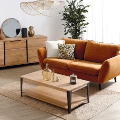 Fabrique de Styles Table Basses*Table basse en chêne massif et pieds acier L120cm - Manny