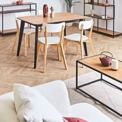 Fabrique de Styles Table Basses*Table basse en plaqué chêne et métal noir L100cm - Senzo