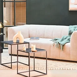 Fabrique de Styles Table Basses*Table basse gigogne carrée (lot de 2) en aluminium et fer - Felia