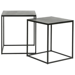 Fabrique de Styles Table Basses*Table basse gigogne carrée (lot de 2) en aluminium et fer - Felia