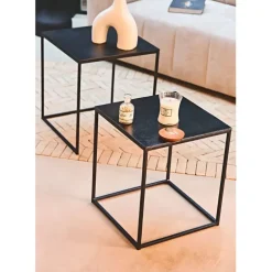 Fabrique de Styles Table Basses*Table basse gigogne carrée (lot de 2) en aluminium et fer - Felia