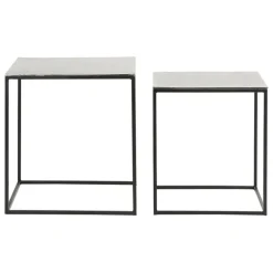 Fabrique de Styles Table Basses*Table basse gigogne carrée (lot de 2) en aluminium et fer - Felia