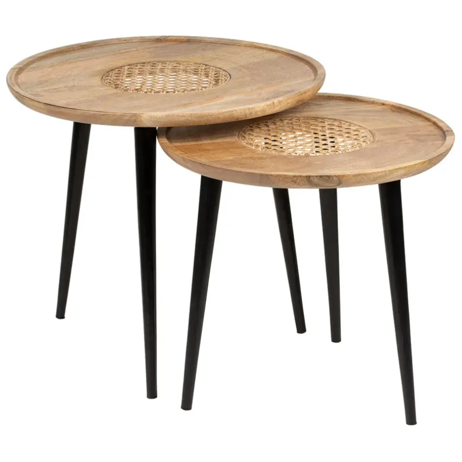 Fabrique de Styles Table Basses*Table basse gigogne (lot de 2) en manguier et fer noir - Balamea
