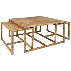 Fabrique de Styles Table Basses*Table basse gigogne (lot de 3) en rotin et fer - Pasil