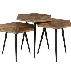 Fabrique de Styles Table Basses*Table basse gigogne (lot de 3) en teck et métal - Woody