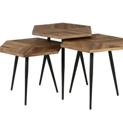 Fabrique de Styles Table Basses*Table basse gigogne (lot de 3) en teck et métal - Woody