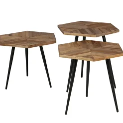 Fabrique de Styles Table Basses*Table basse gigogne (lot de 3) en teck et métal - Woody