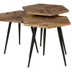 Fabrique de Styles Table Basses*Table basse gigogne (lot de 3) en teck et métal - Woody