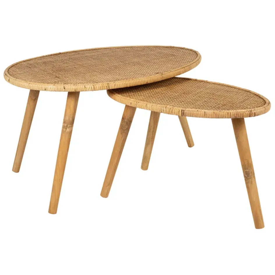 Fabrique de Styles Table Basses*Table basse gigogne (lot de 2) en rotin - Tamba