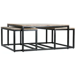 Fabrique de Styles Table Basses*Table basse gigogne (lot de 3) en manguier et fer noir -Noe