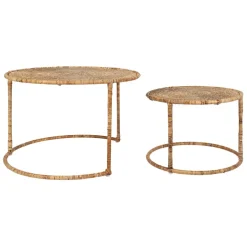 Fabrique de Styles Table Basses*Table basse gigogne ronde (lot de 2) en rotin et fer - Pasil