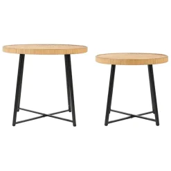 Fabrique de Styles Table Basses*Table basse (lot de 2) en bambou, rotin et pieds en fer noir - Saori