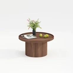 Fabrique de Styles Table Basses*Table basse ronde en bois de châtaignier d80xH35cm - Plasma
