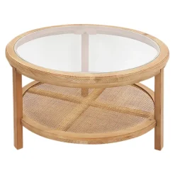 Fabrique de Styles Table Basses*Table basse ronde en sapin et verre trempé d75cm - Firmin