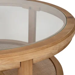 Fabrique de Styles Table Basses*Table basse ronde en sapin et verre trempé d75cm - Firmin