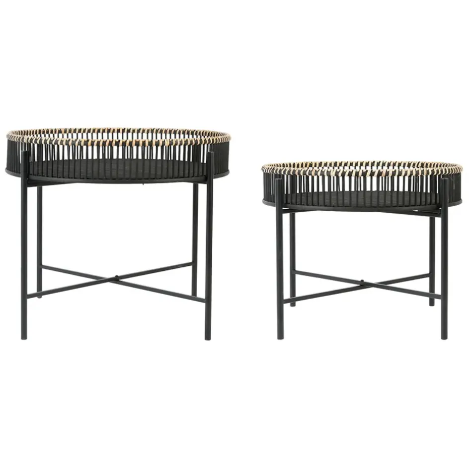 Fabrique de Styles Table Basses*Table basse ronde (x2) en bambou et fer