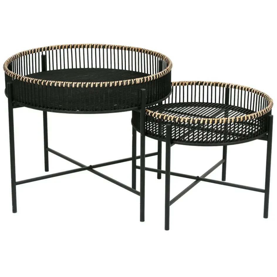 Fabrique de Styles Table Basses*Table basse ronde (x2) en bambou et fer