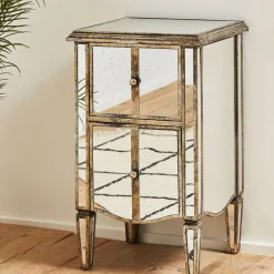 Fabrique de Styles Tables De Chevet*Table de chevet baroque en bois et miroir 2 tiroirs - Bois miroir