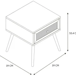 Fabrique de Styles Tables De Chevet*Table de chevet en bois et cannage 1 tiroir - Baia