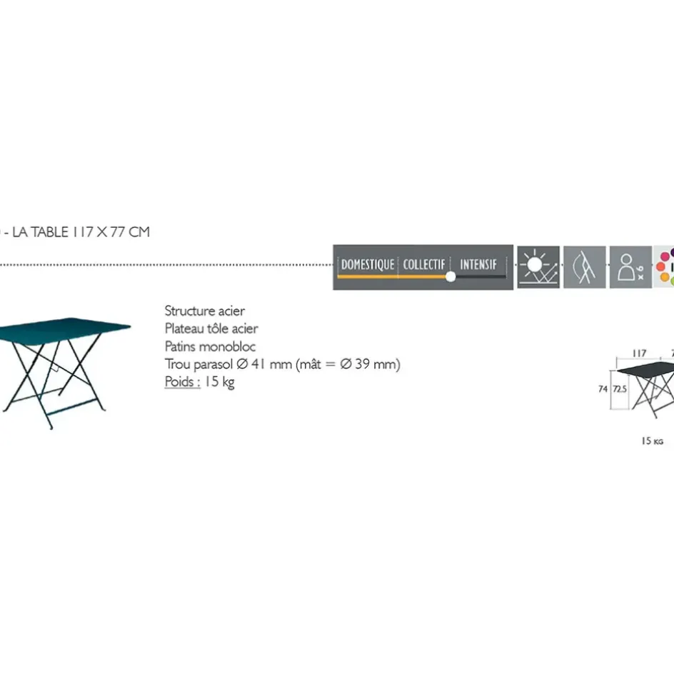 Enfant Fabrique de Styles Tables De Jardin|Jardin*Table de jardin pliante en acier - Bistro